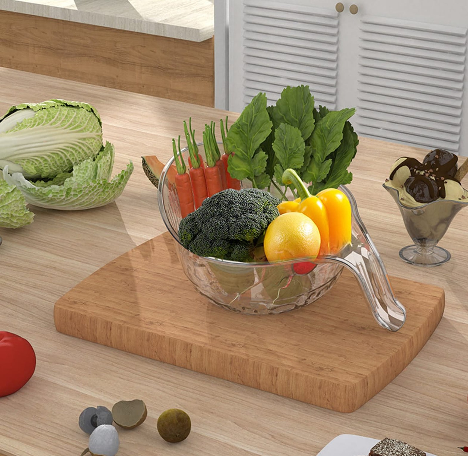 Acrylic Multi Functional Drain New Fruit Cleaning Bowl  image