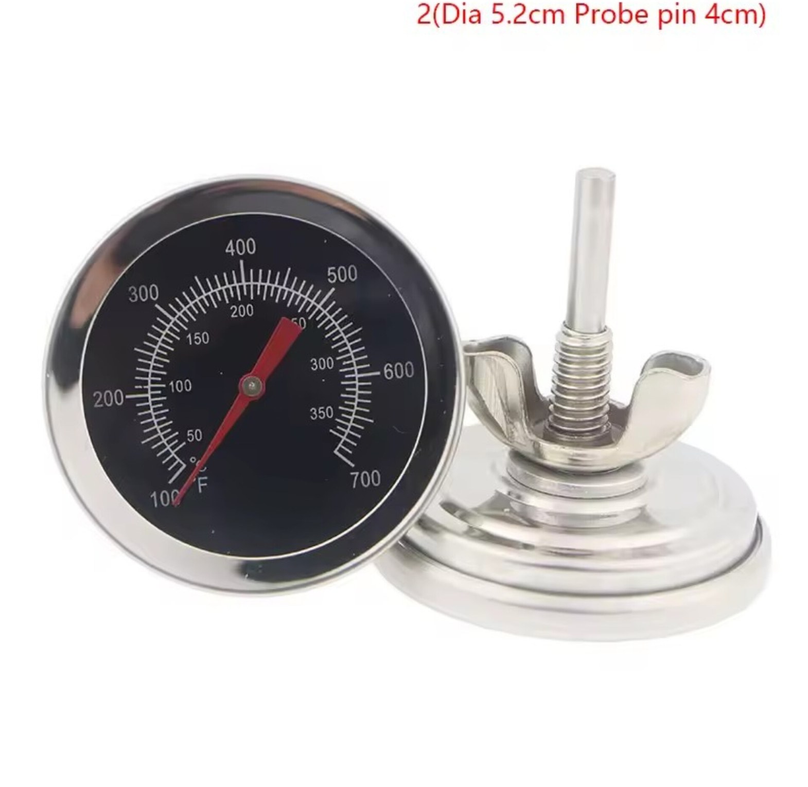 Universal Stainless Steel BBQ Grill & Pizza Oven Thermometer Gauge (100°F-700°F) for Accurate Wood-Fire Cooking & Charcoal Grilling image