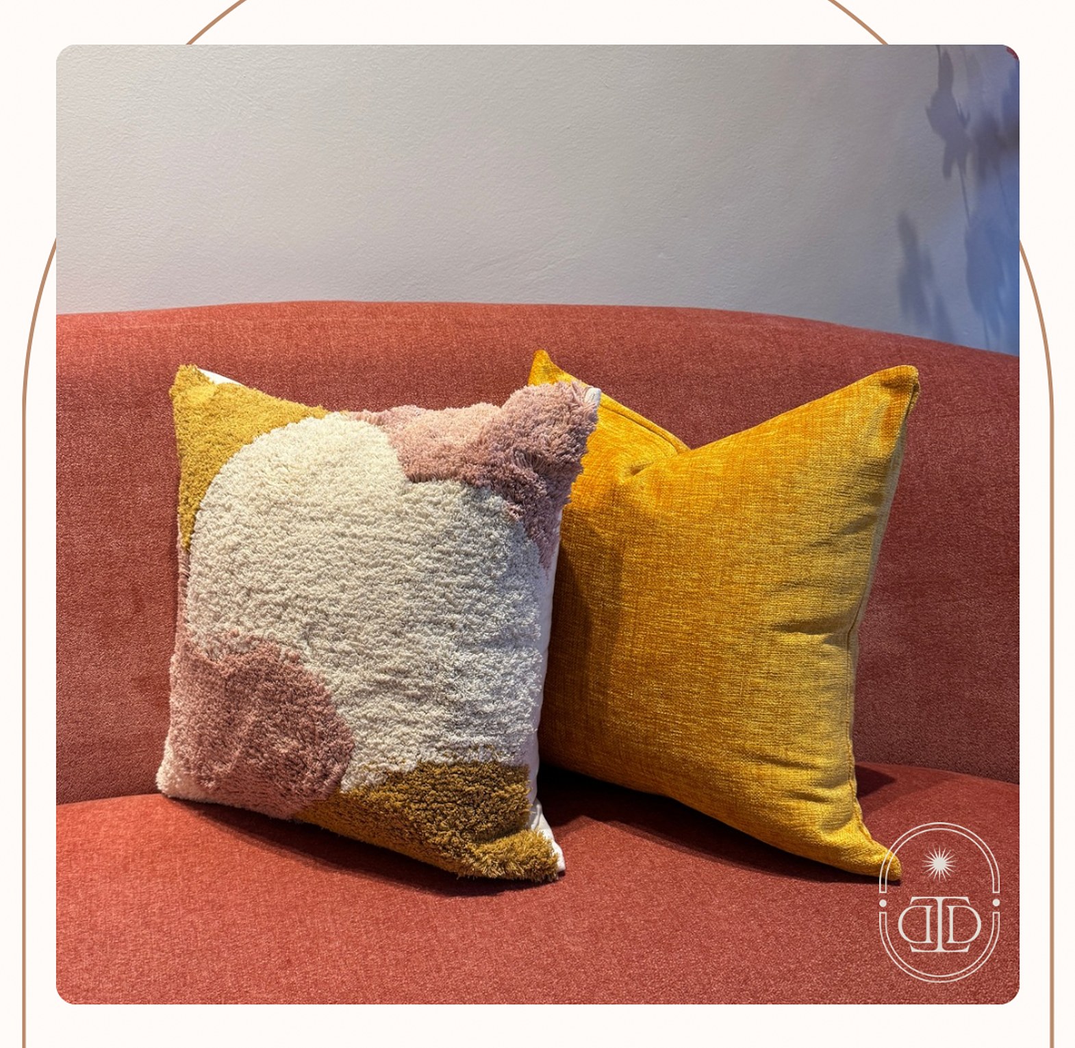 Pink tufted cushion cover. image