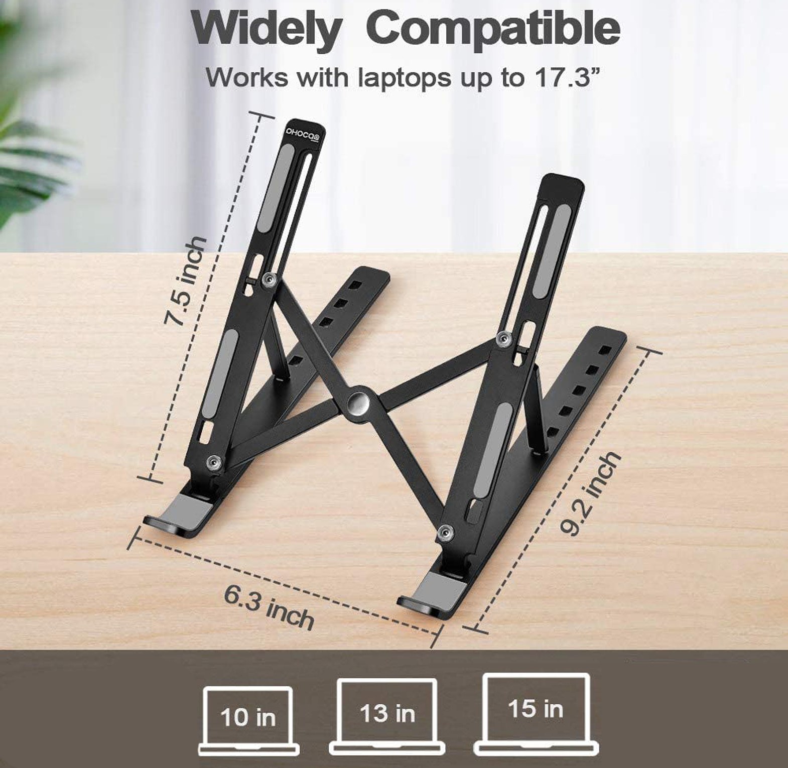 Portable Ergonomic Folding Plastic Laptop Stand - Multi-Angle Adjustable Desktop Holder Non-Slip Cooling Bracket image