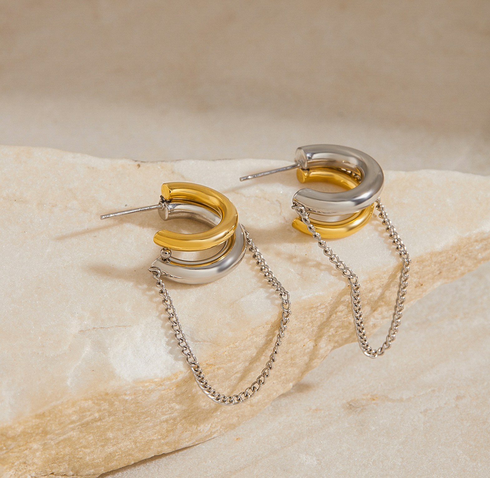 Tassel Line Hoop Earrings image