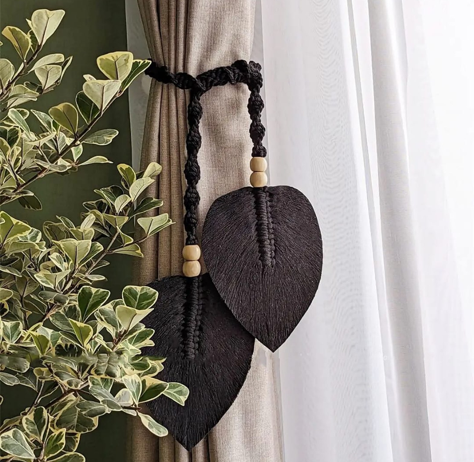 Leaf Curtains with Straps Home Bohemian Lace image