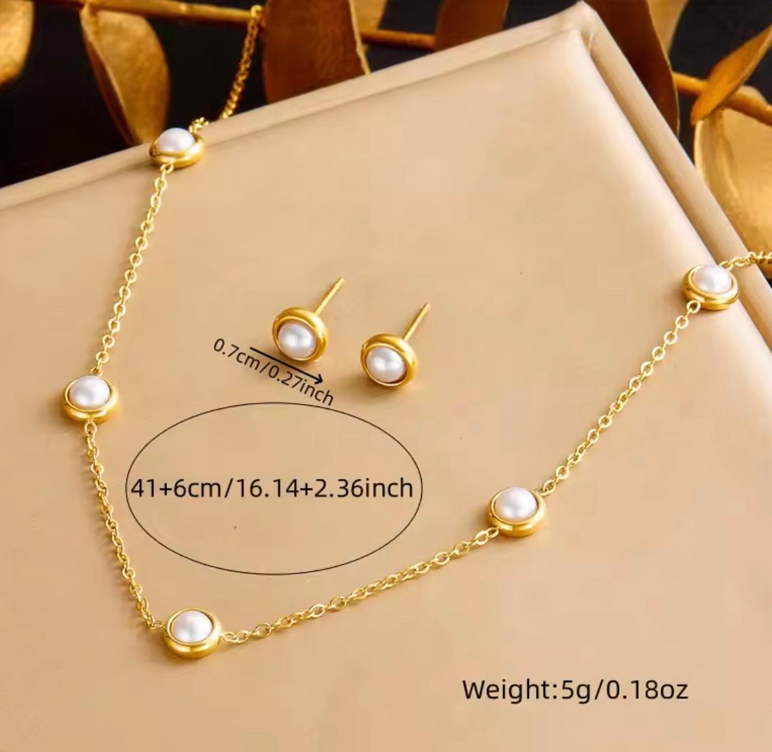Celeste Pearl Station Necklace and Stud Set image