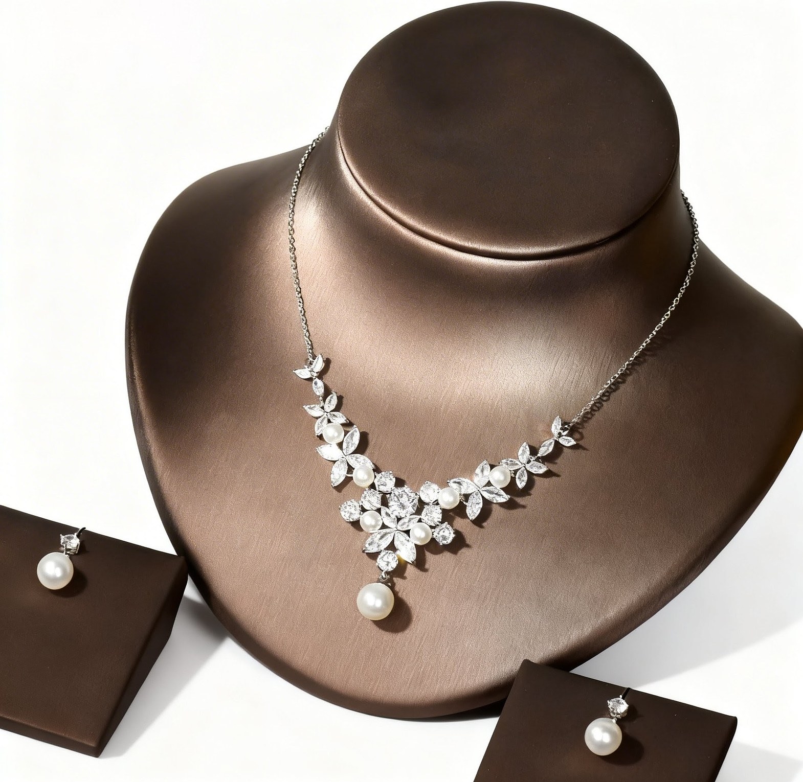 Pearl Zirconia Bridal jewellery set  image