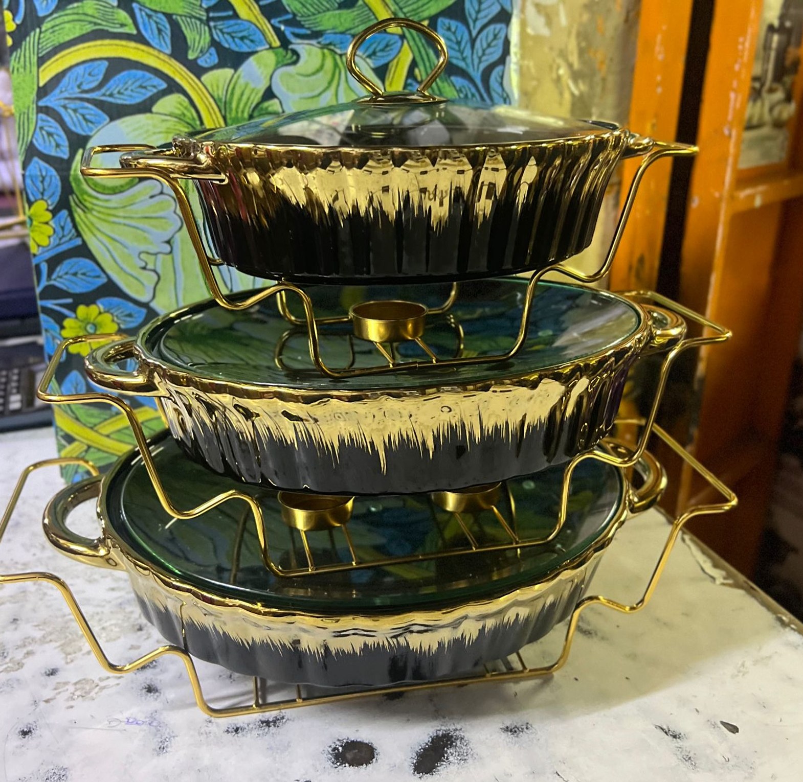 Chaffing Dishes. 3 pcs ceramic chaffing dishes  image