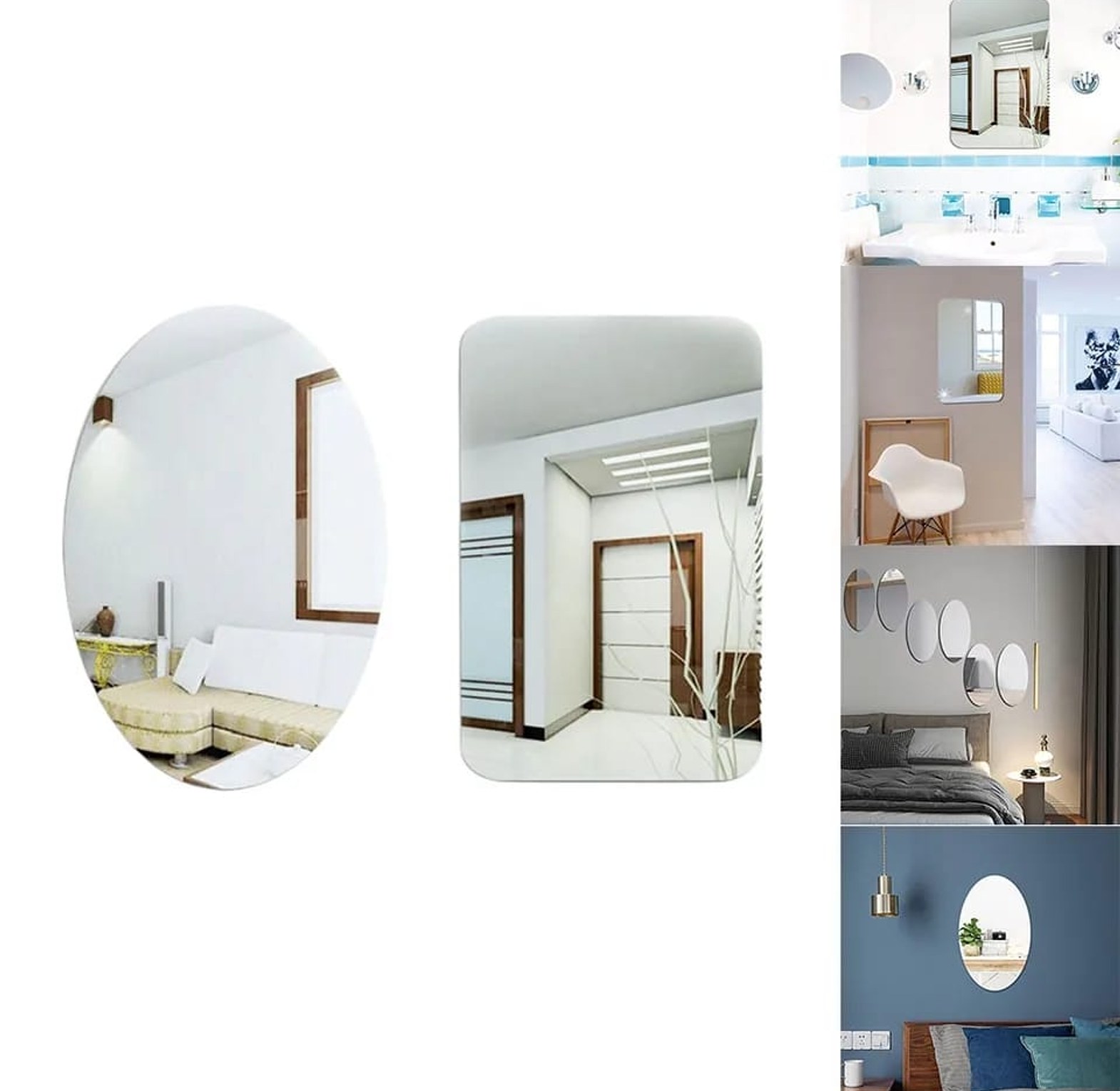 Peel & Stick Wall Mirror – Oval & Rectangular Designs image