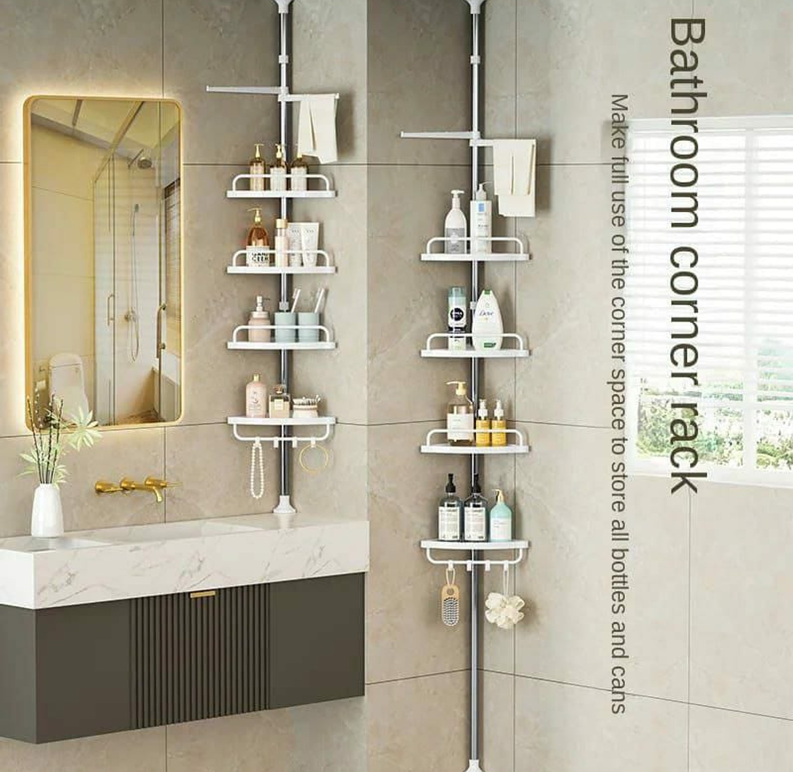 4-Tier Adjustable Telescopic Multi-Corner Shelf Organizer image