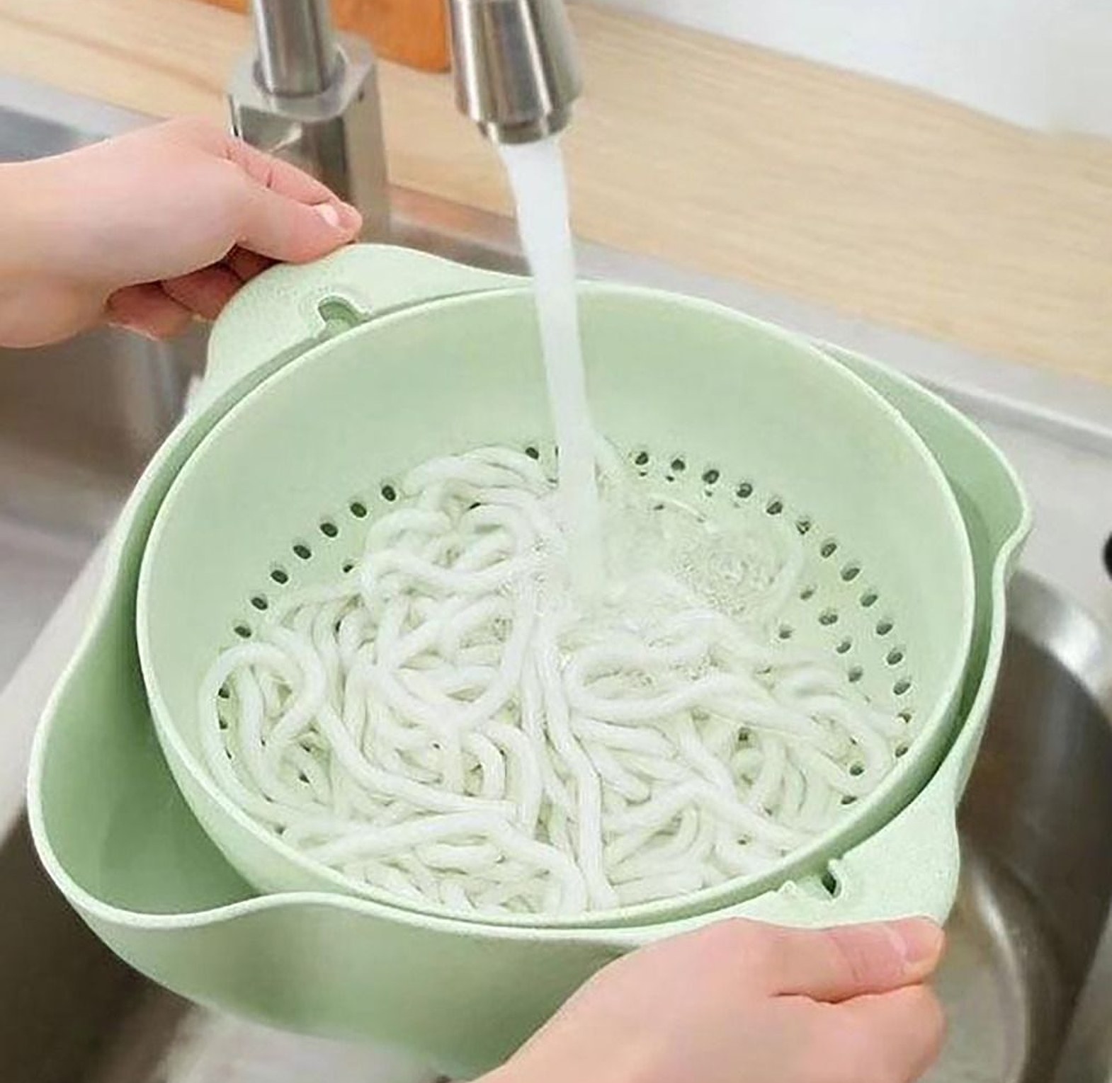 2in1 Vegetable Basin Wash Rice Sieve Fruit Bowl Fruit Basket image