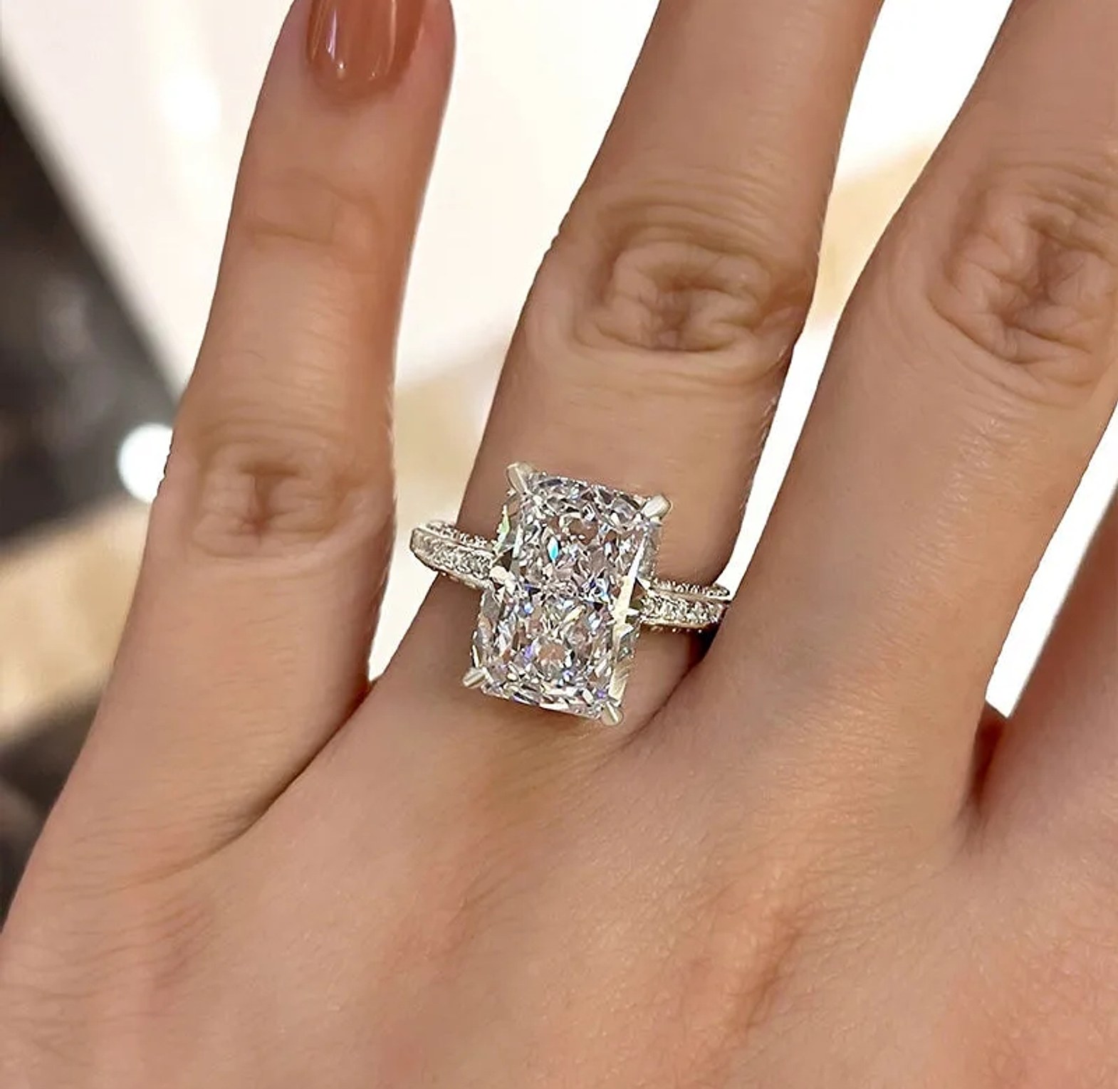 Cushion cut cubic zirconia fashion ring image