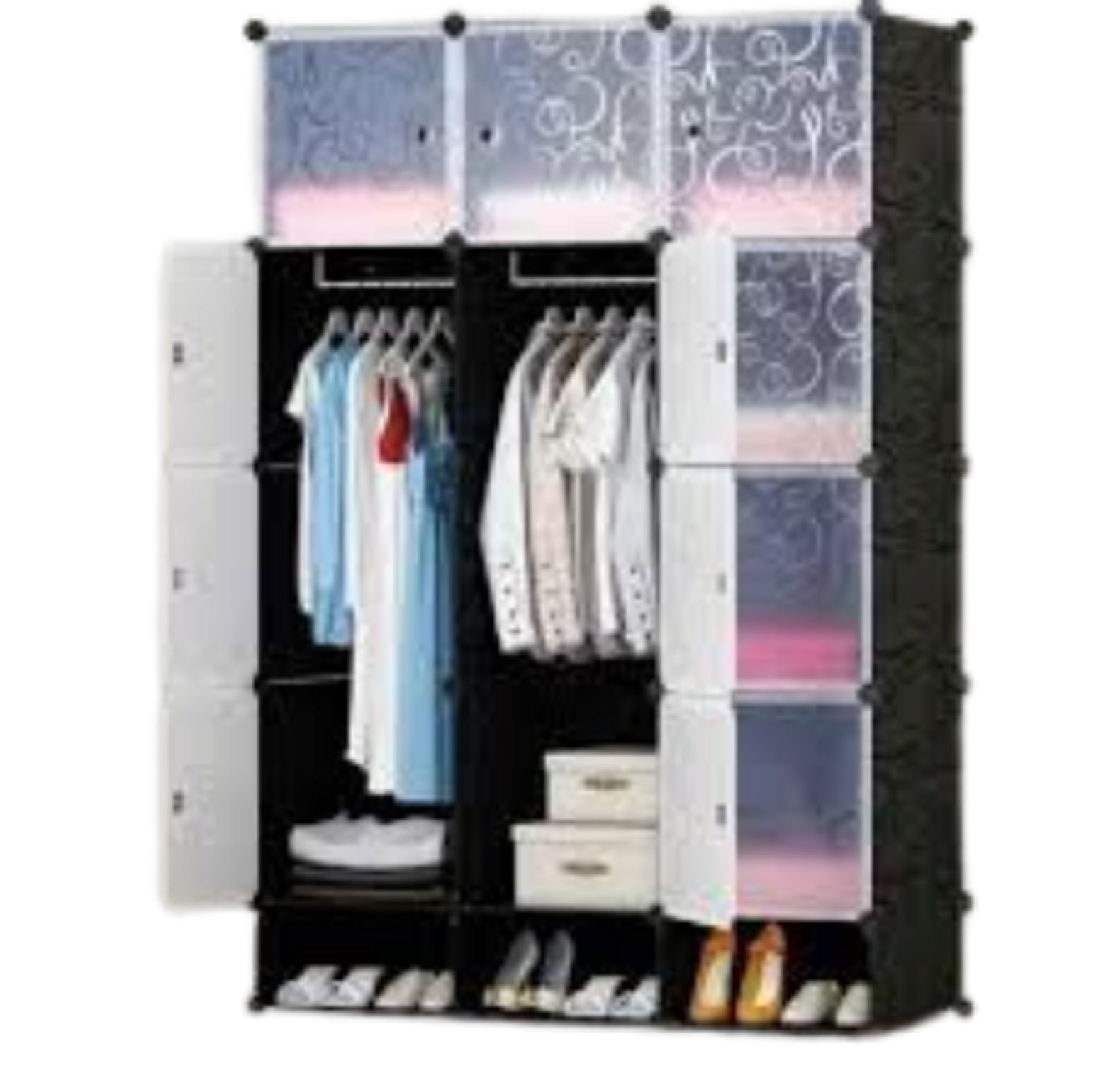 3-Column Portable Plastic Wardrobe.  image