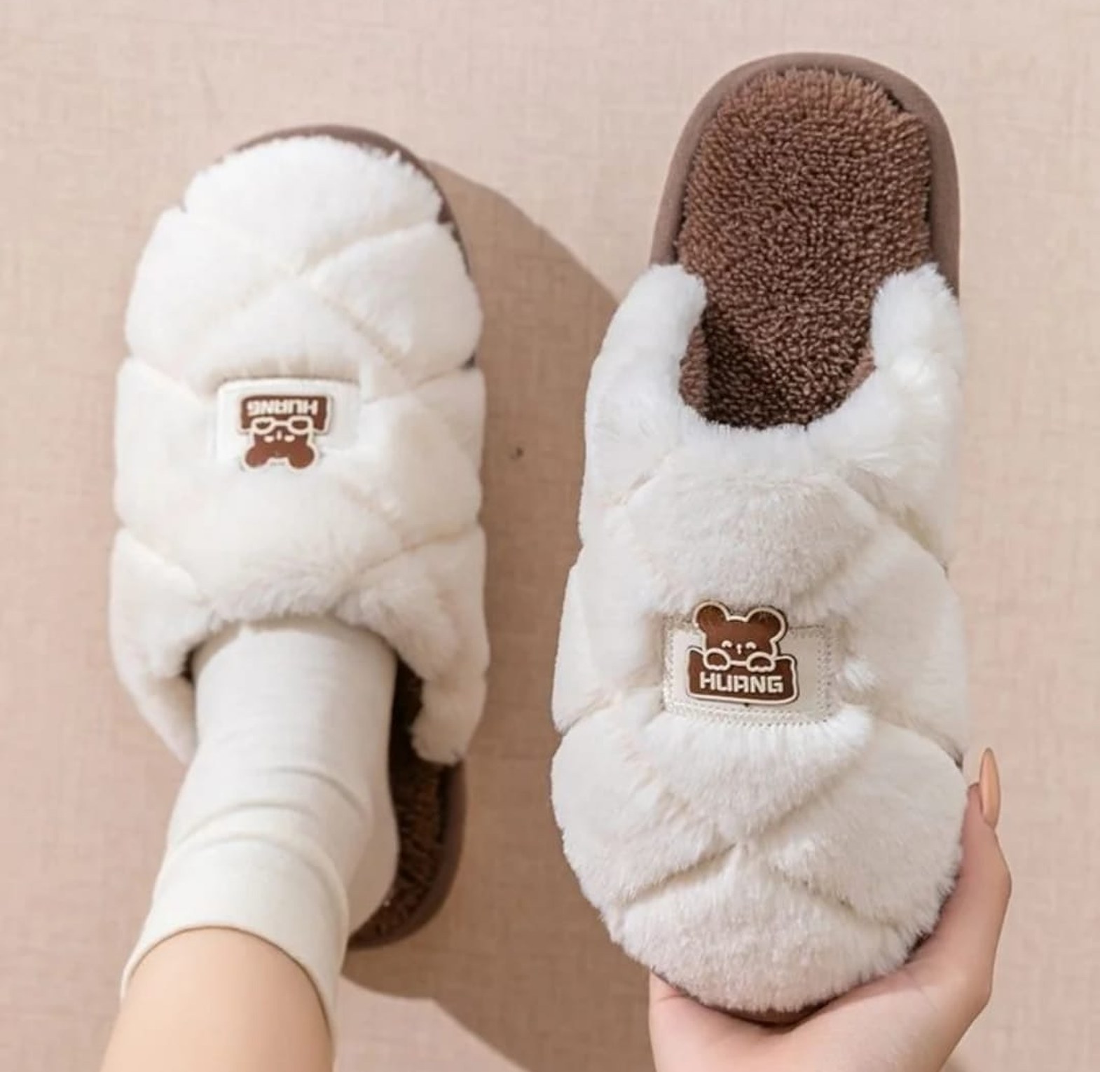 Autumn & Winter Warm Cotton Home Slides image
