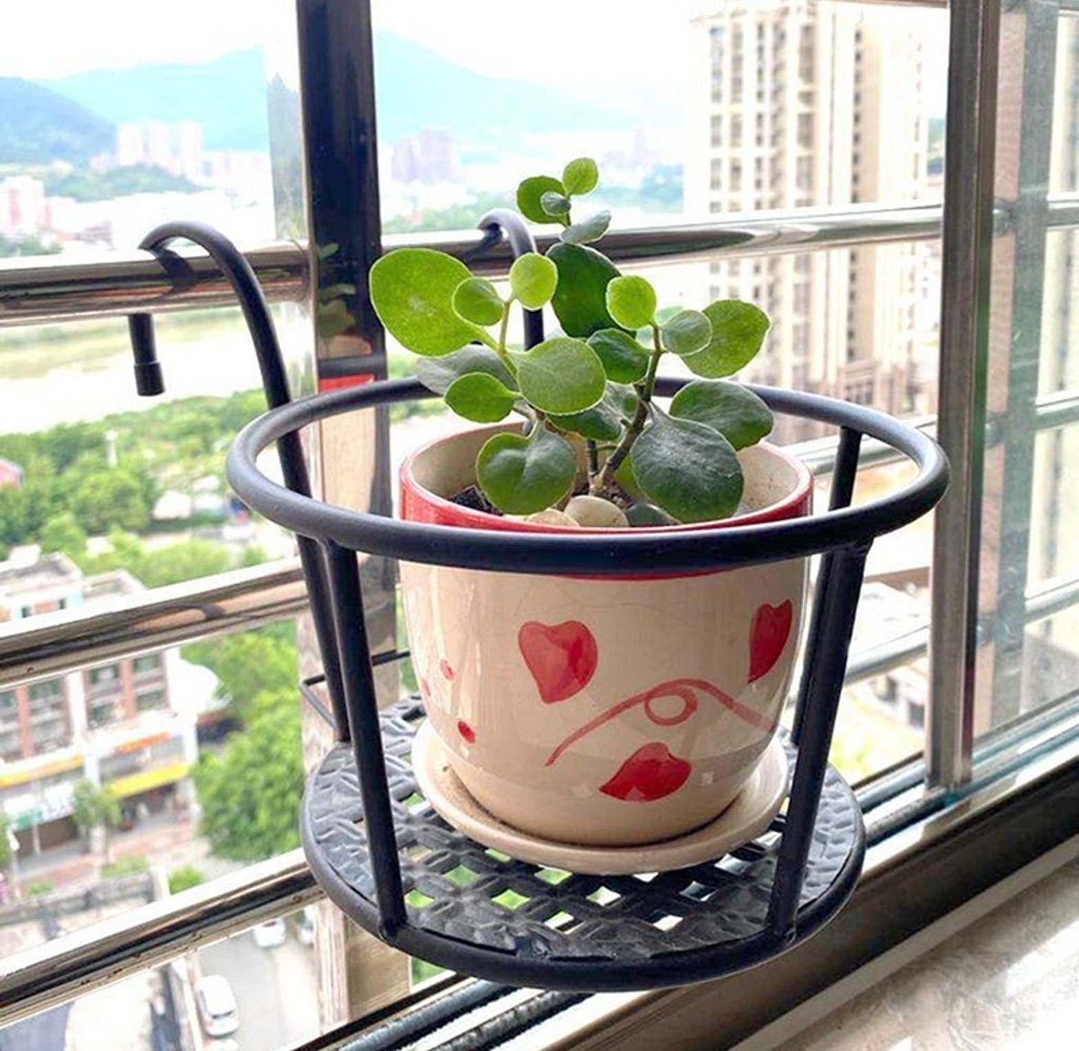 Hanging Balcony Plant Holder & Railing Flower Pot Stand for Urban Gardening Nairobi Kenya – Rust-Proof Metal Black image