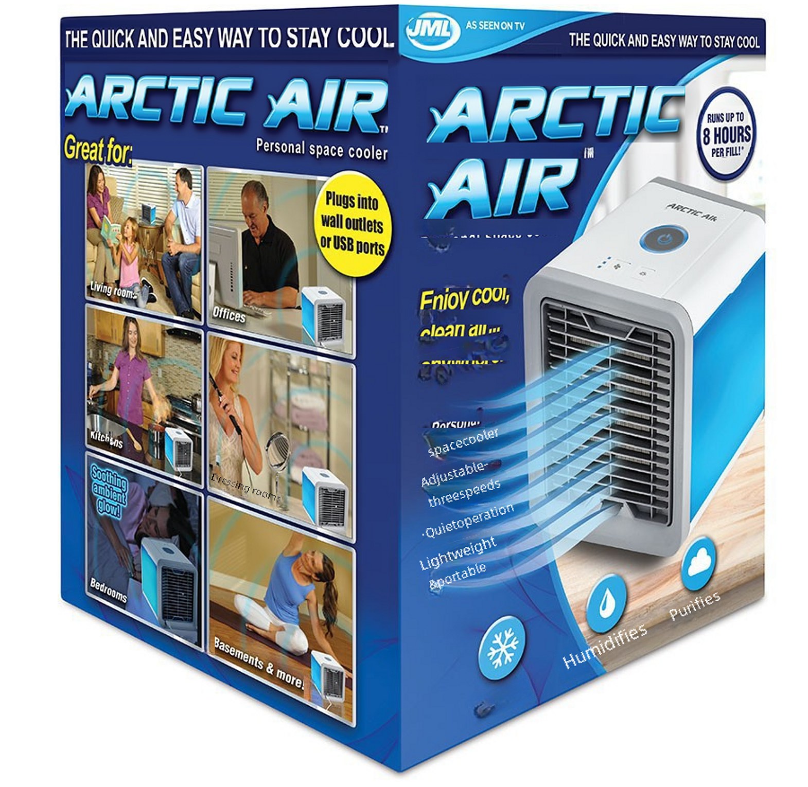 Arctic Air Portable Evaporative Air Cooler 3-in-1 Personal Humidifier & Purifier with 7-Color LED Light - Energy Efficient Desktop Fan image