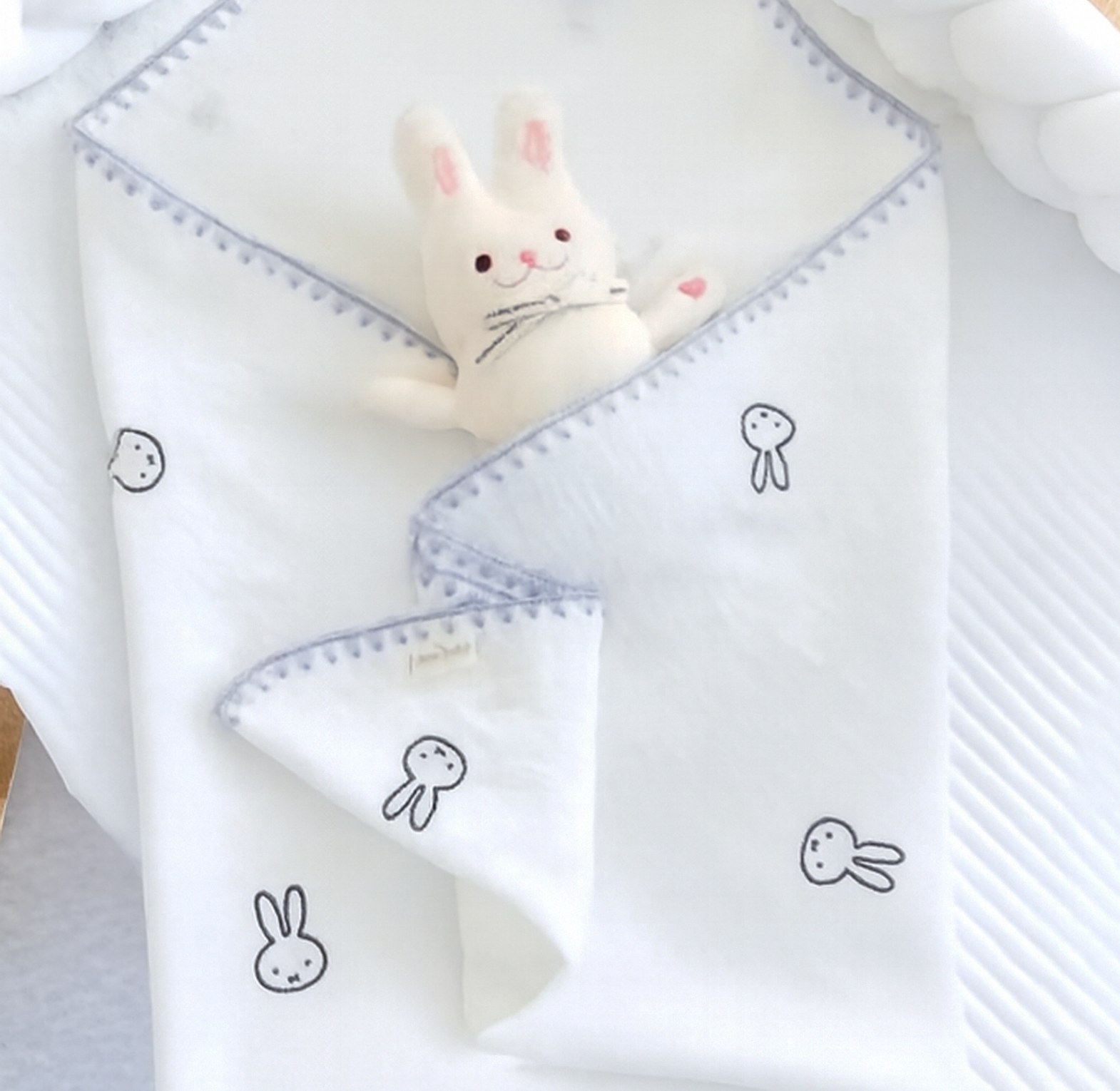 Muslin Cotton Embroidered  Baby Blanket image