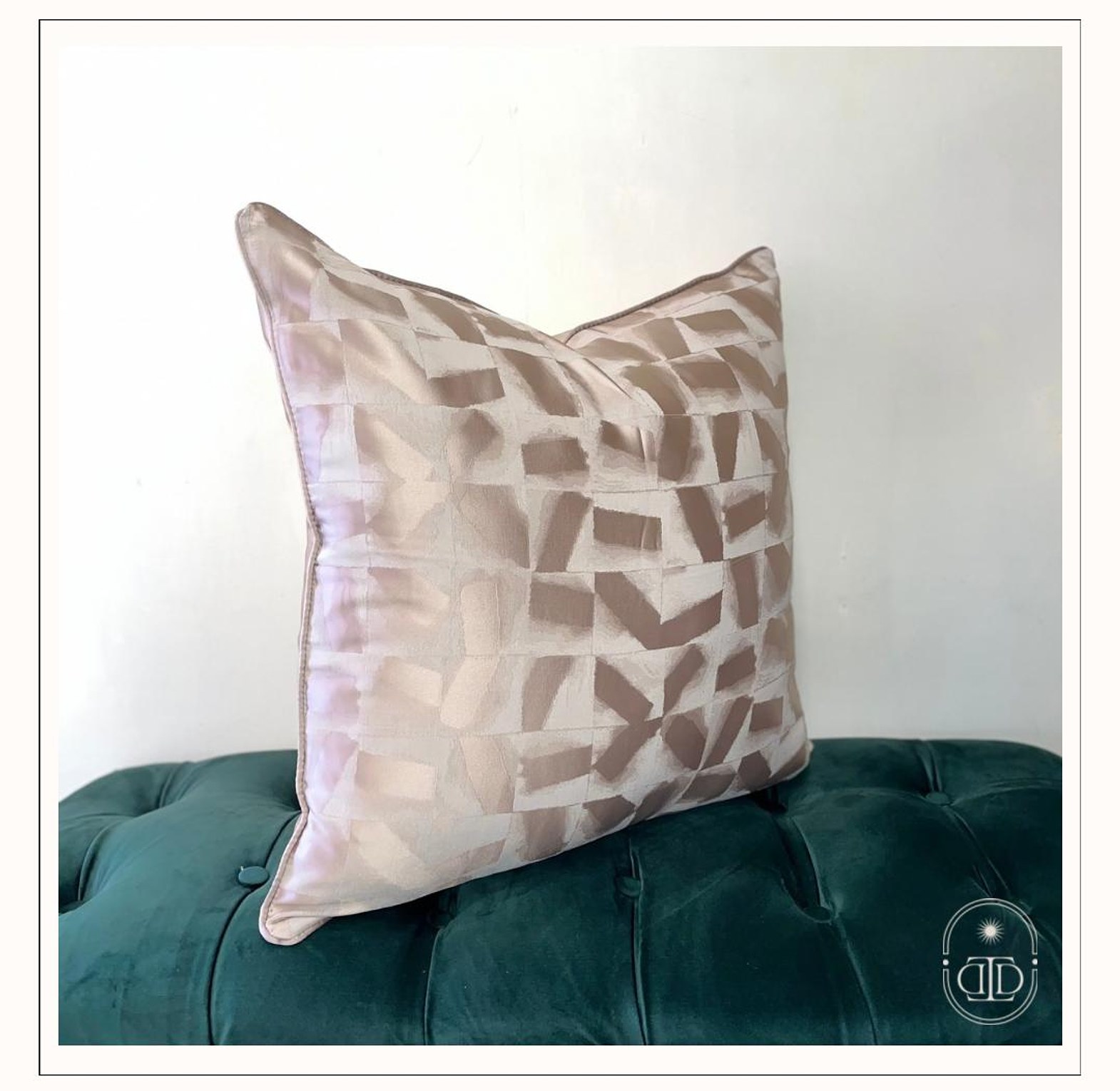 Luxe light khaki jacquard cushion cover  image