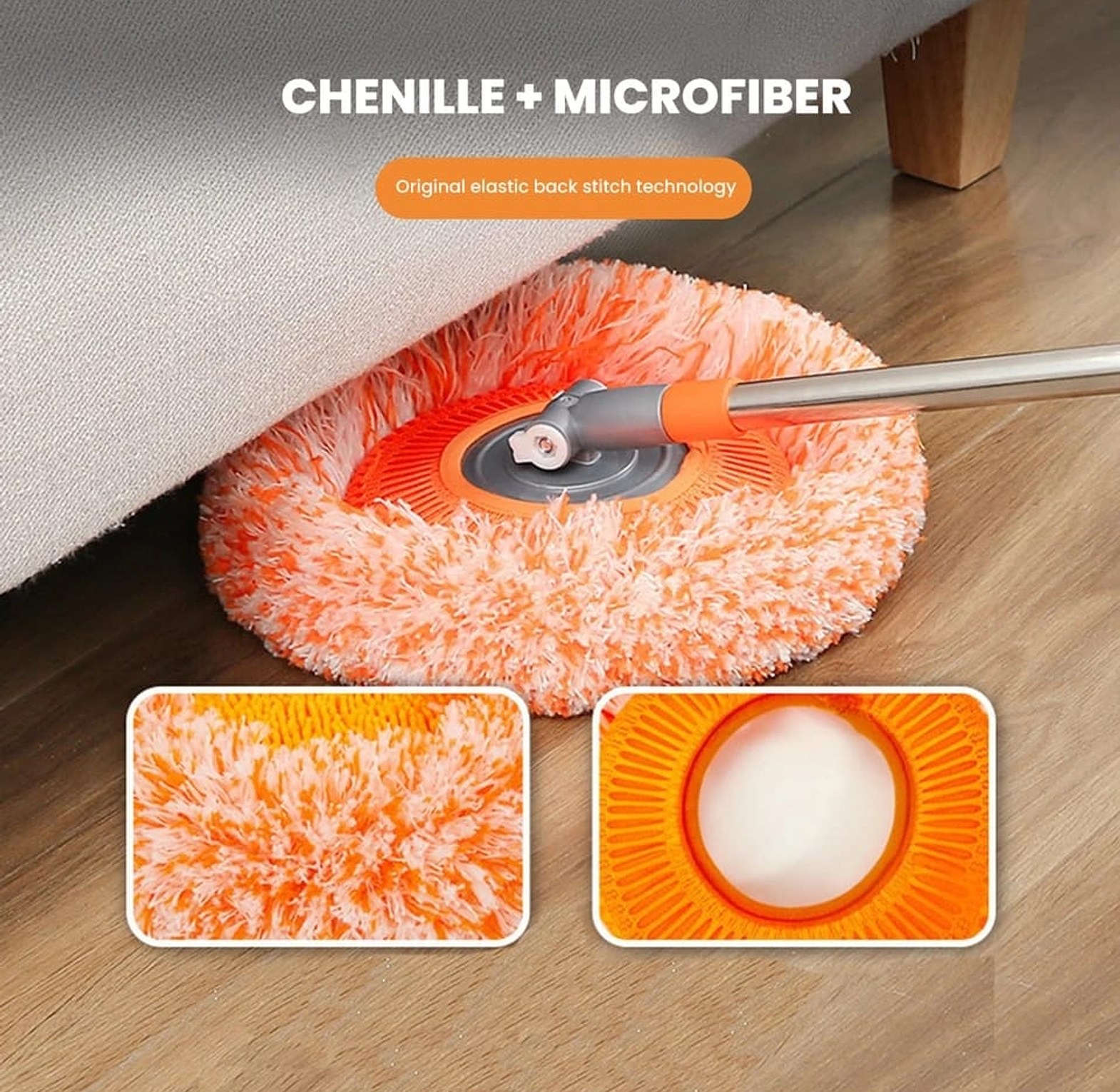 Chenille Telescopic Ceiling Cleaning Mop – 360° Rotating Multi-Surface Cleaner image