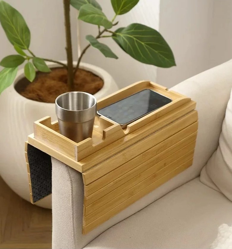 Bamboo sofa arm rest organizer  image