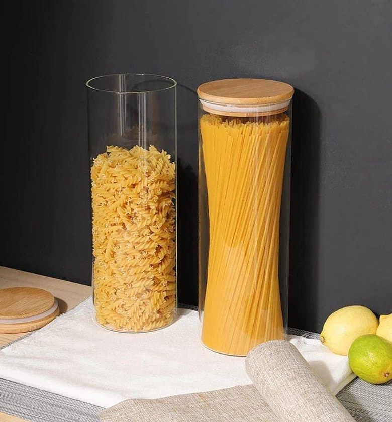 Spaghetti Storage Glass Jar, AuraStack Tall Glass Pantry Canister (2000ml) image