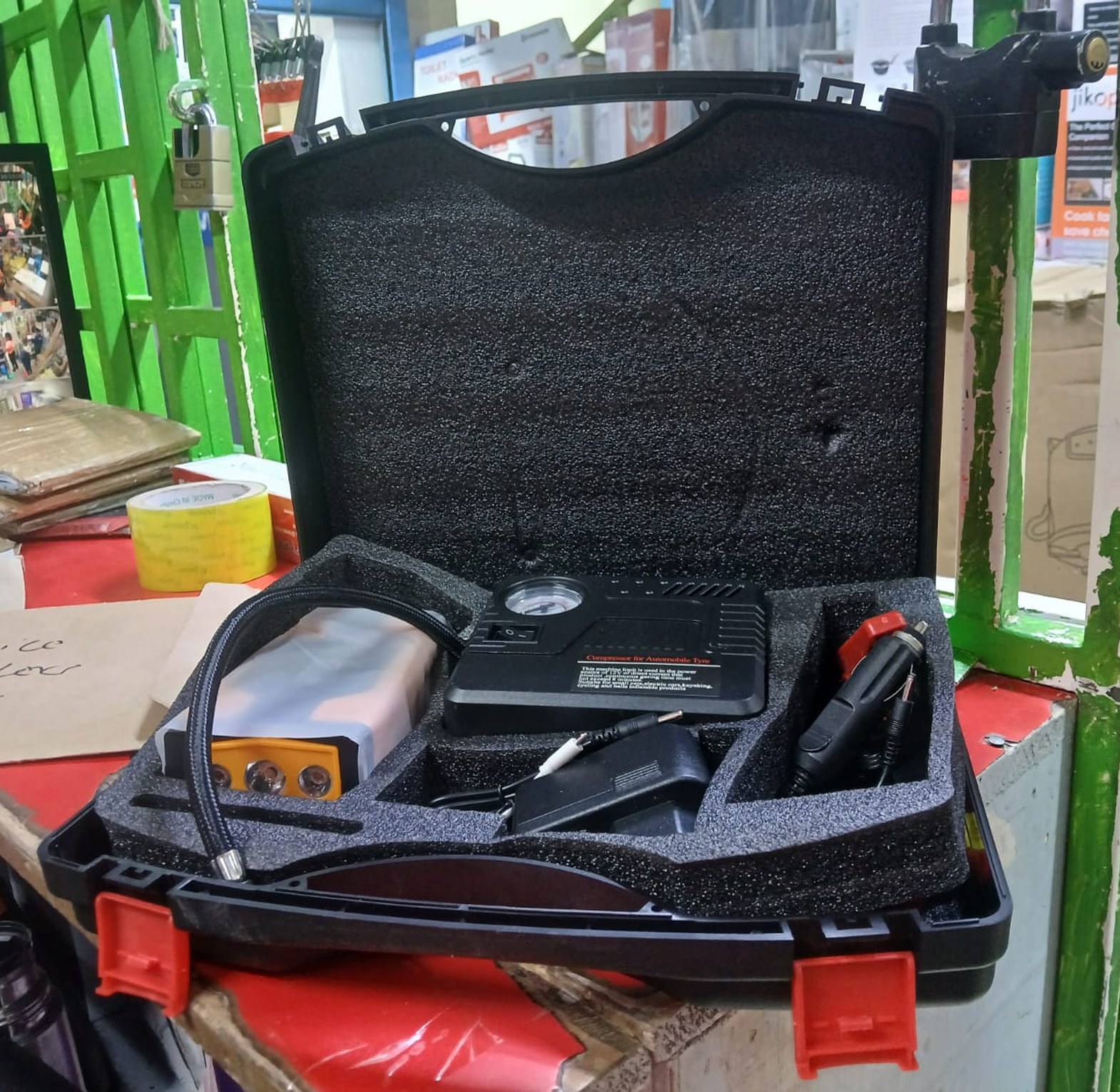 Emergency Car Jump starter Kit.  Jam Starter Kit And Compressor Can Also Be Used As A power bank for your phone image