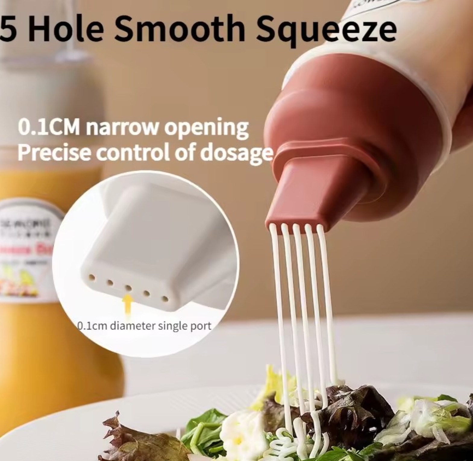 5 Hole Sauce Squeeze Bottle Plastic Condiment Dispenser for Mayonnaise and Ketchup - Premium Kitchen Tool image