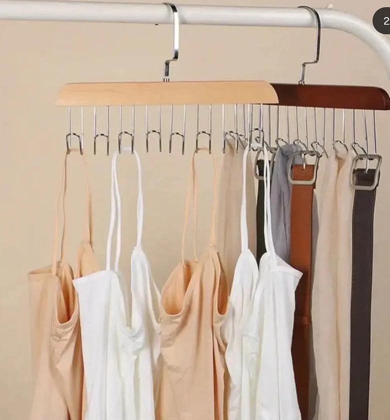 Wooden plank multipurpose 8 hook hanger 2pcs image