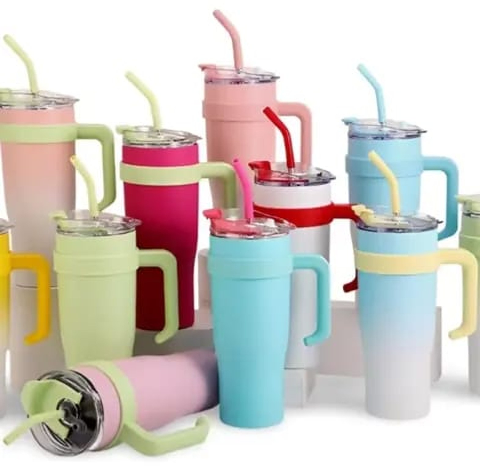 Stanley 1.2 litres Stainless Steel Tumbler with Handle & Straw Lid, Insulated Reusable Stainless Steel Travel Mug image