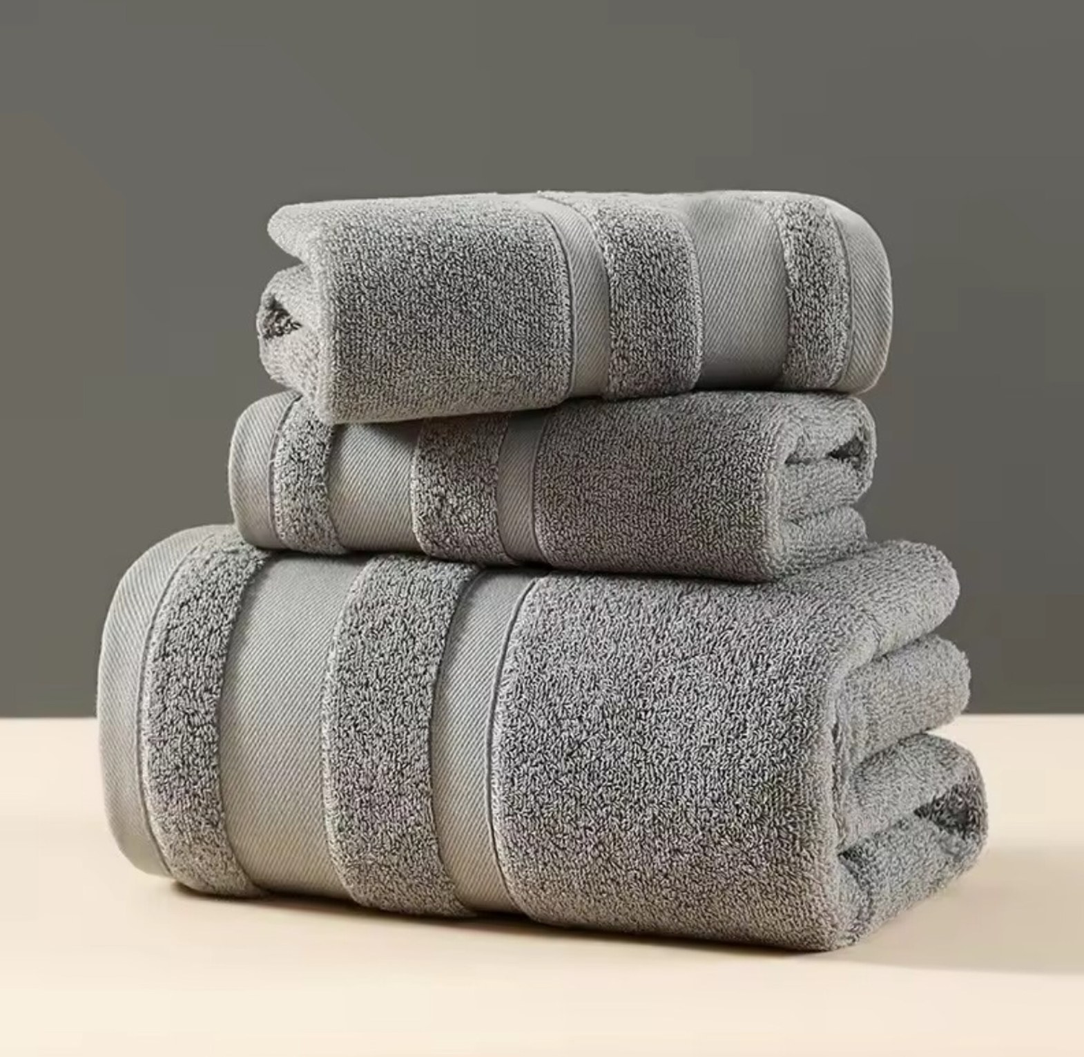 Luxury 100% Cotton 3-Piece Bath Towel Set Super Absorbent Lint-Free Soft Spa Towels for Home & Airbnb image
