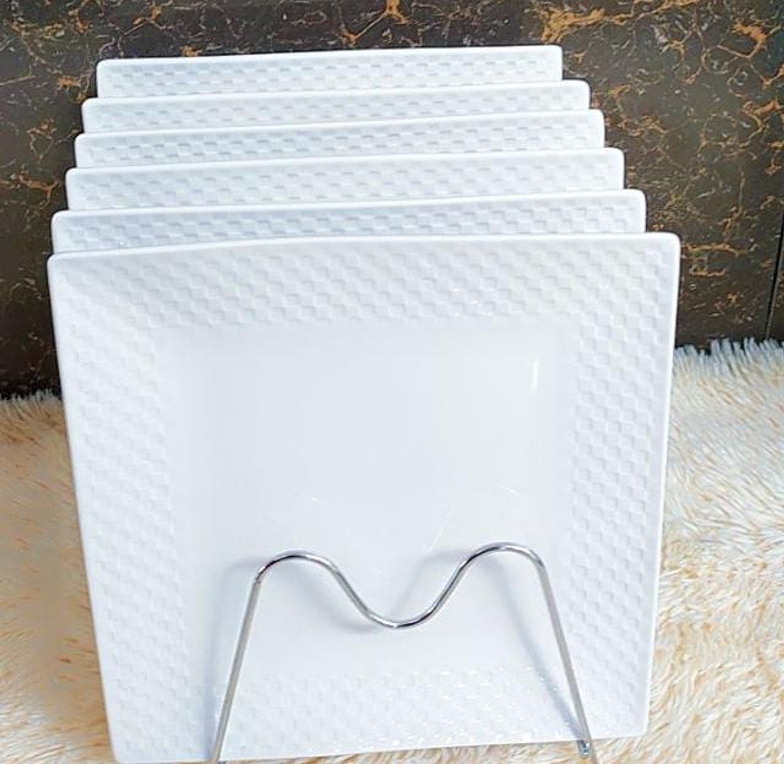 PLATES. 6 Pcs Deluxe Square Glass Dinner Plates - Thick Heavy Duty BEST QUALITY HIGHLY RECOMMENDED FOR EVRY HOME image