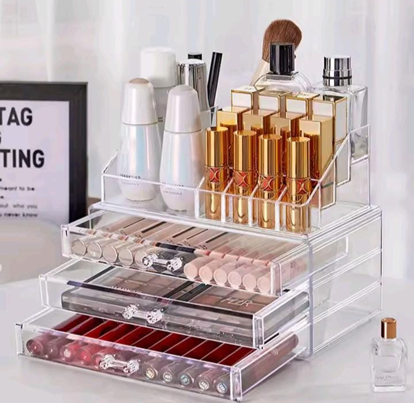Acrylic Makeup Organizer and Cosmetic Storage Box with 4 Drawers for Jewelry & Beauty Tools image