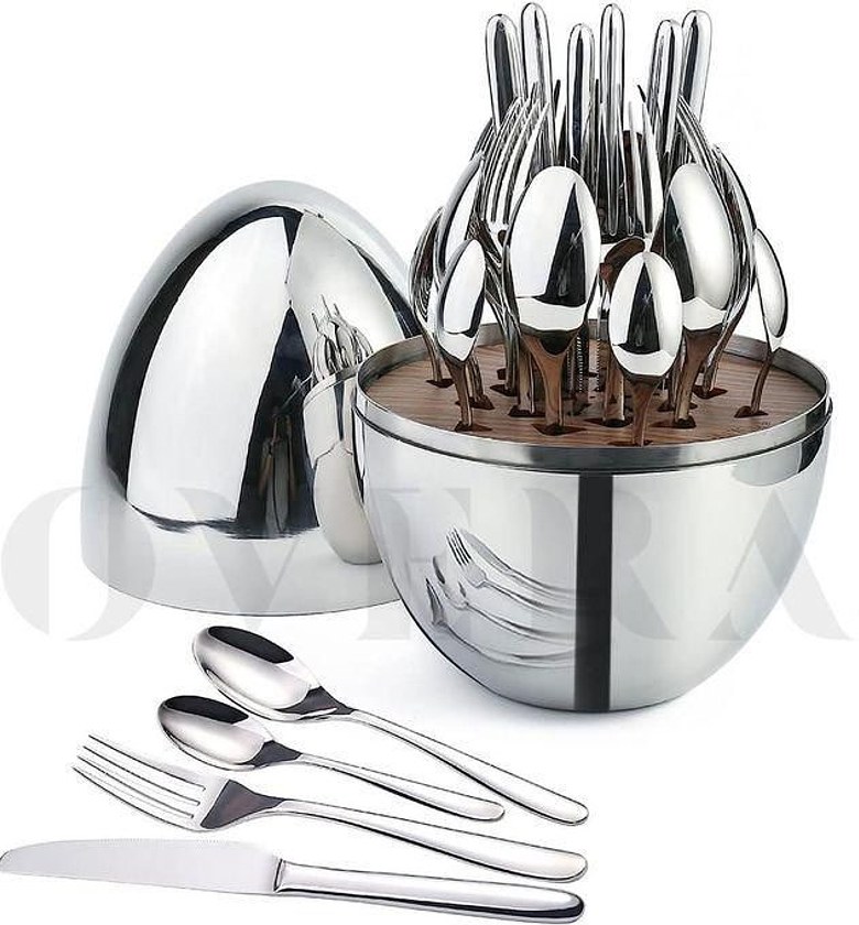24-Piece Cutlery Set with Egg-Shaped Organizer image