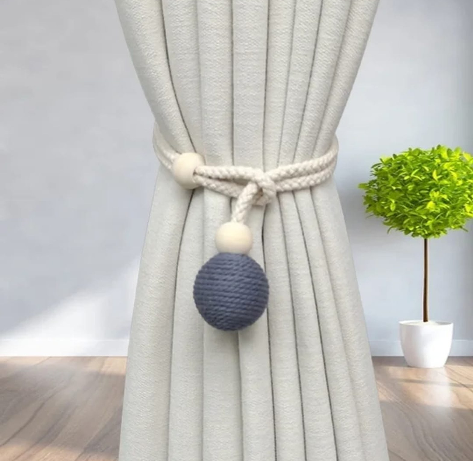 2PCS Nordic Cotton Rope Curtain Tiebacks image