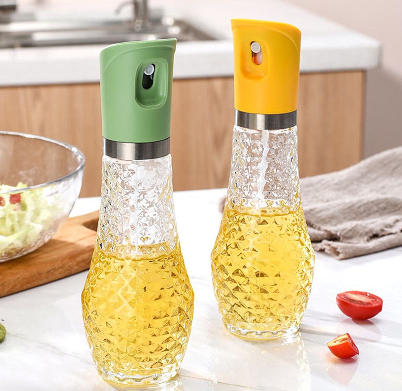 Cooking Oil Spray Bottle 260ml Glass Oil Sprayer Dispenser for Air Fryer and Healthy Cooking image