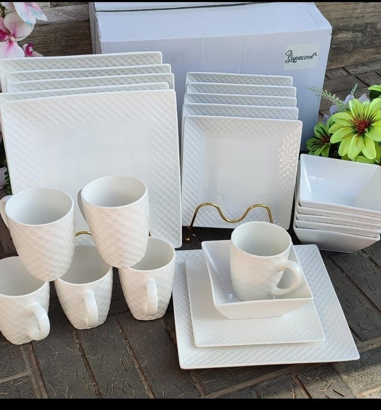 Quality Affordable 24PCs White Square elegant dinner set image
