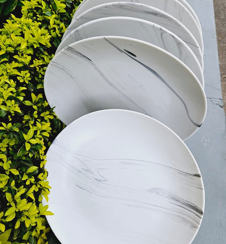 6pcs marble  white dinner plates  image
