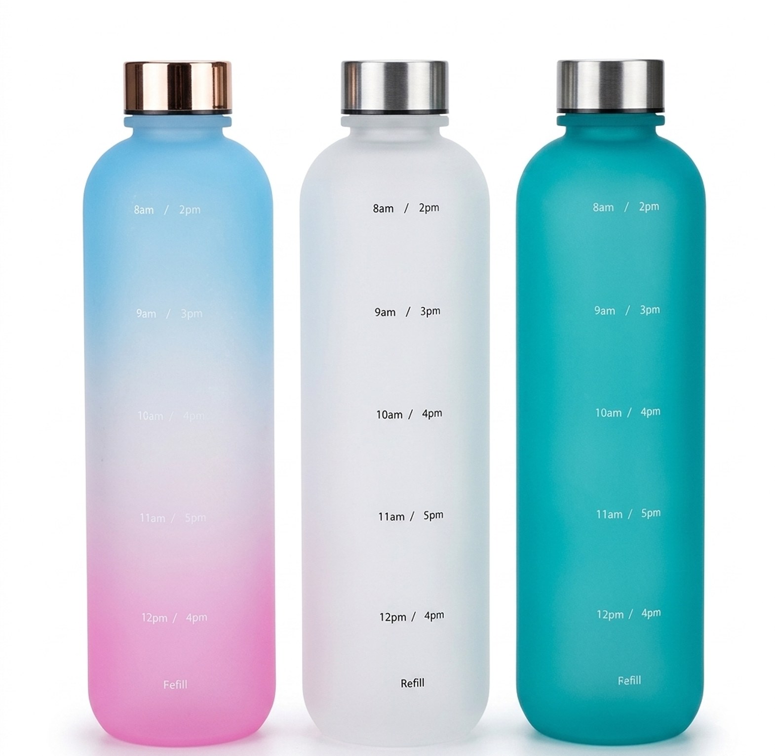1L Gradient Motivational Water Bottle with Time Markers & Leak-Proof Cap for Gym, Office, and Sports Fitness image