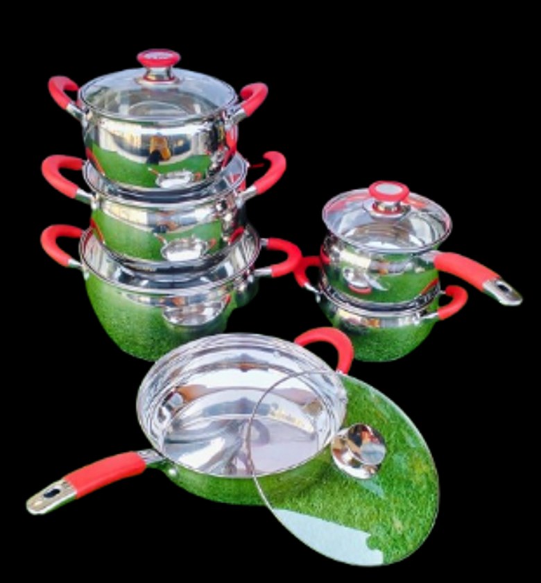 12-Piece Induction Base Stainless-Steel Cookware Set.  image