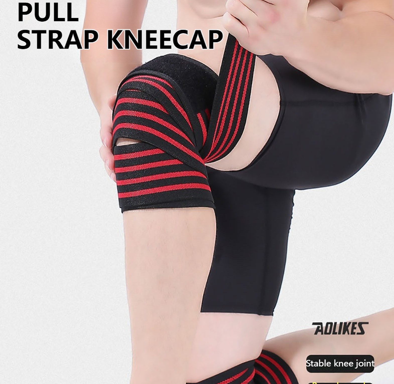 Professional Elastic Knee Support Wraps for Weightlifting & Squats - Adjustable Compression Bandages for Gym Injury Prevention image