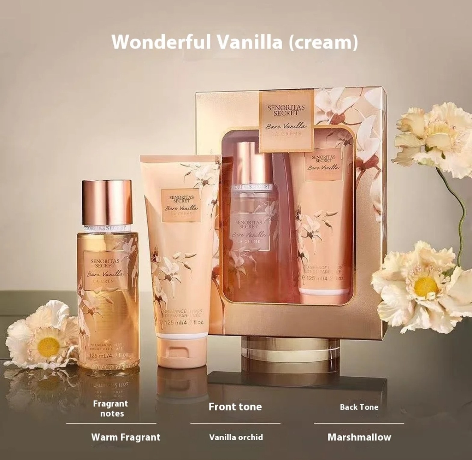 Senoritas Secret Bare Vanilla La Creme Perfume Gift Set with 125ml Perfume Body Mist & 125ml Perfume Lotion  image