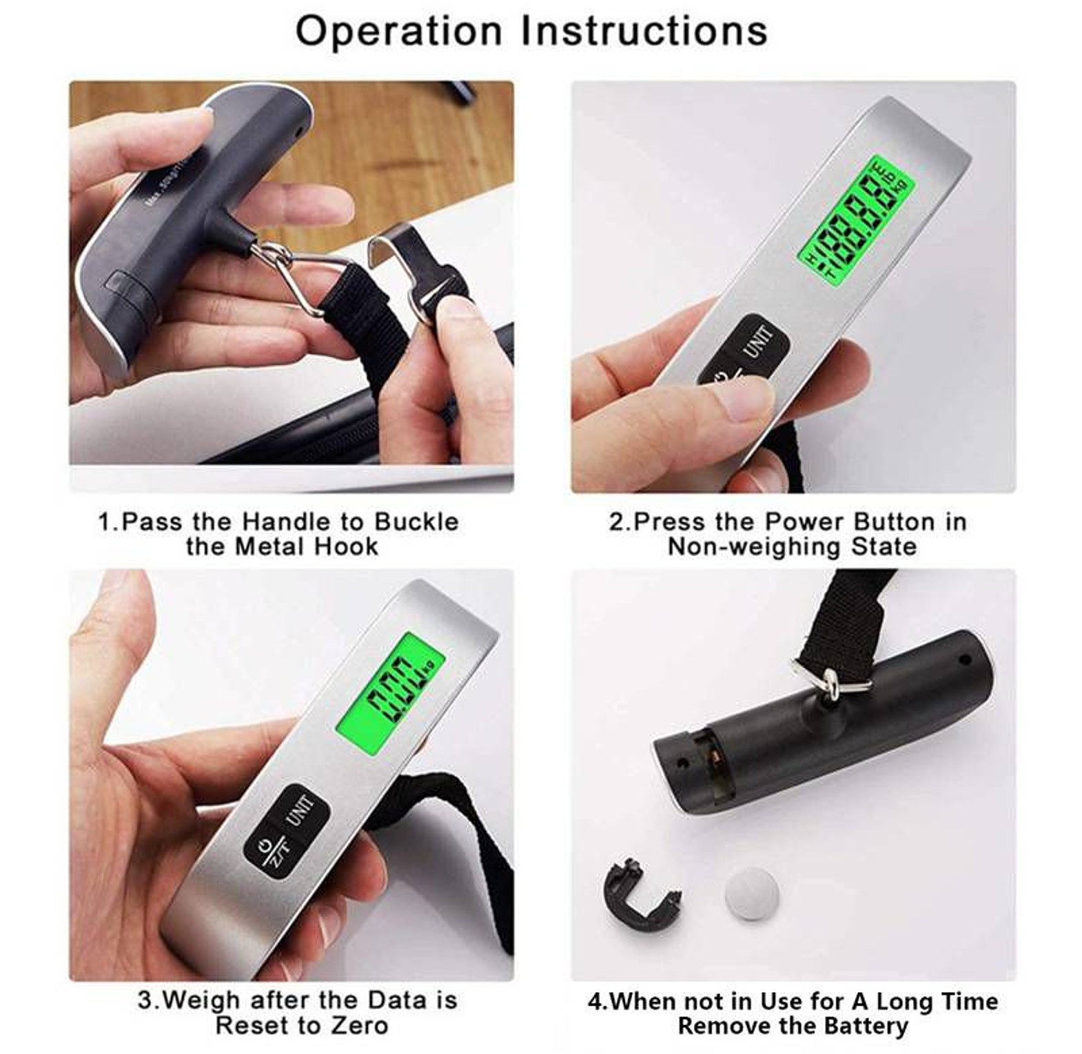 50kg Digital Portable Luggage Scale High Precision Travel Weight Scale with Backlit LCD Display for Suitcases & Parcels image
