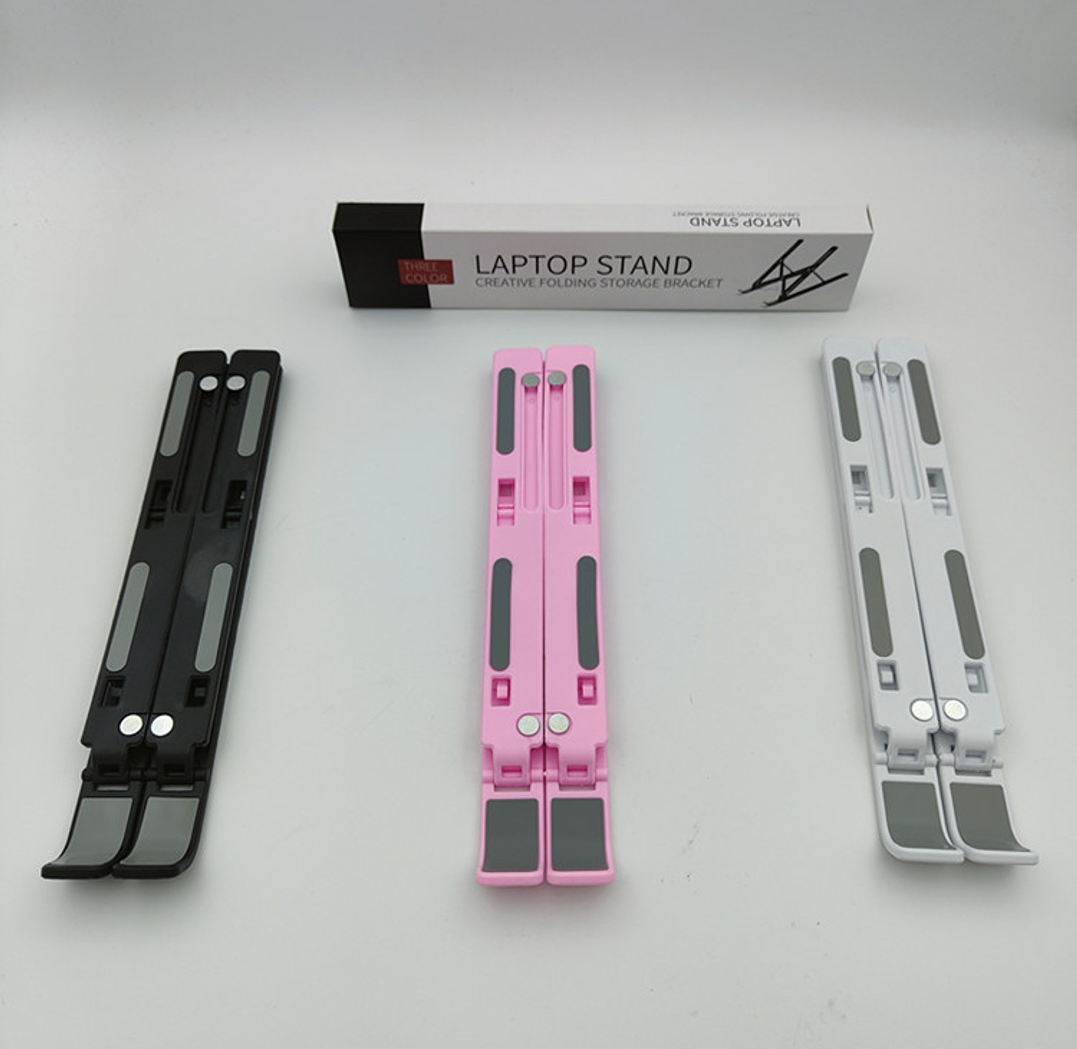 Portable Ergonomic Folding Plastic Laptop Stand - Multi-Angle Adjustable Desktop Holder Non-Slip Cooling Bracket image