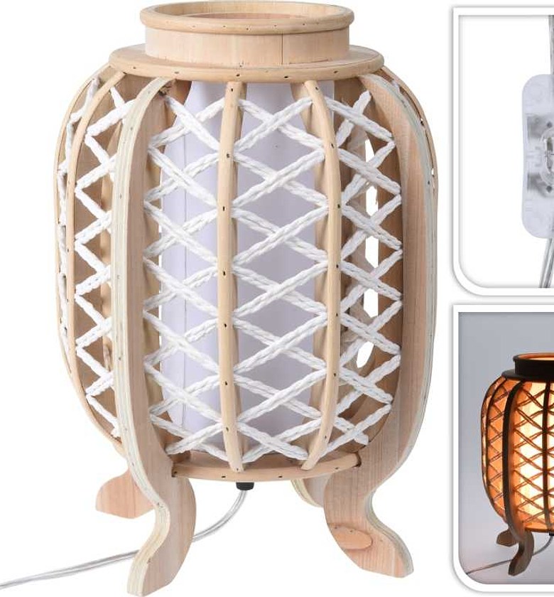LAMP WOOD WITH WHITE ROPE image