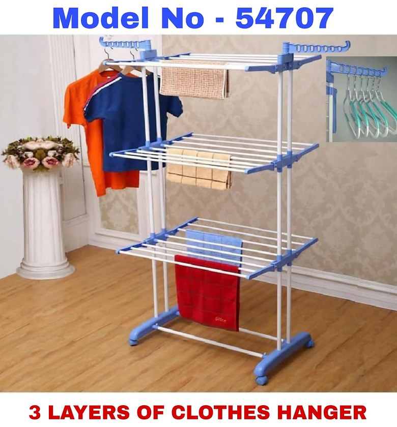 3 Tier Clothes Drying Rack, Laundry Stand With Wheels image
