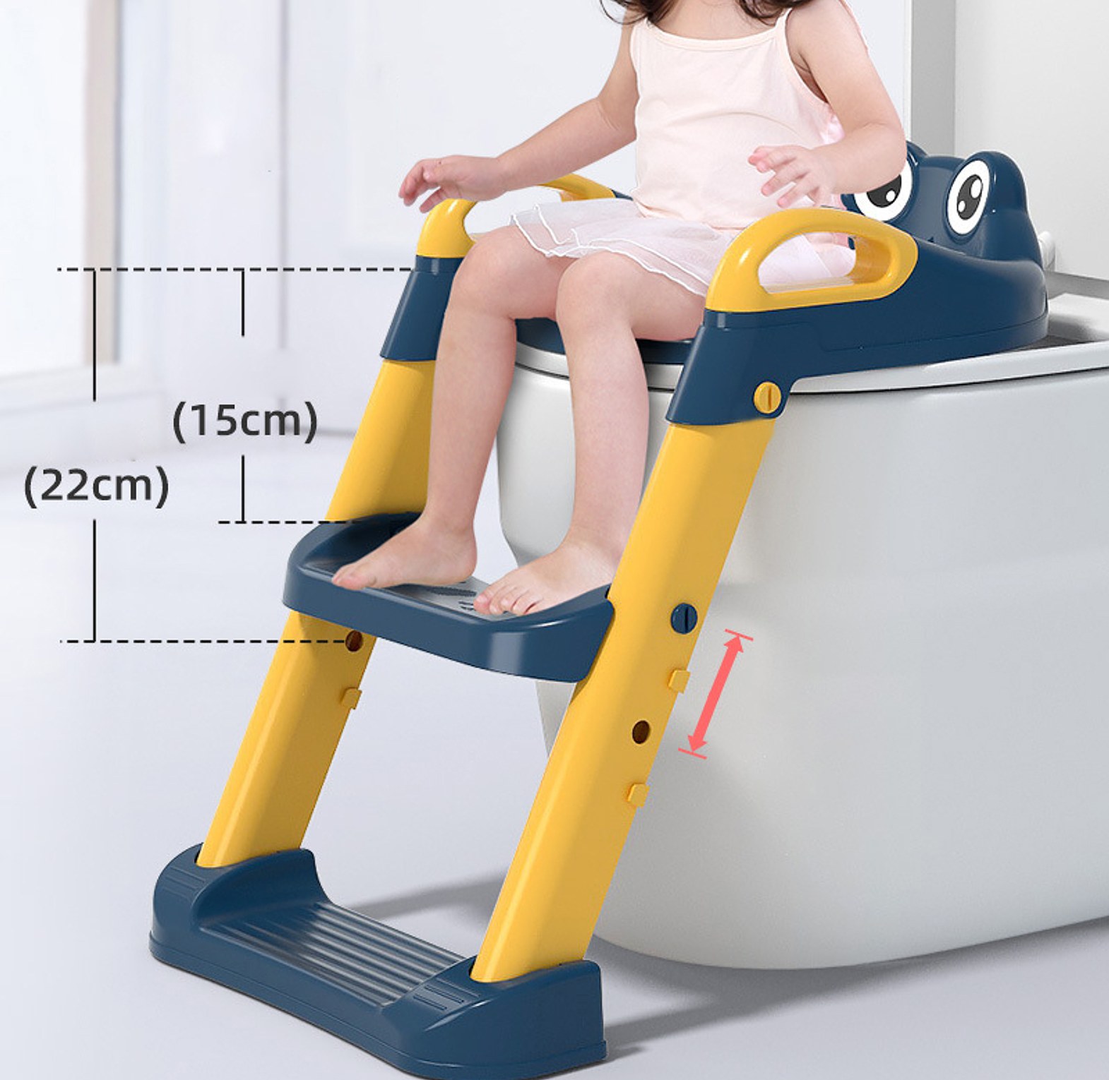 Adjustable Frog Potty Training Seat with Step Stool Ladder & Handles – Non-Slip Toddler Toilet Trainer for Kids image