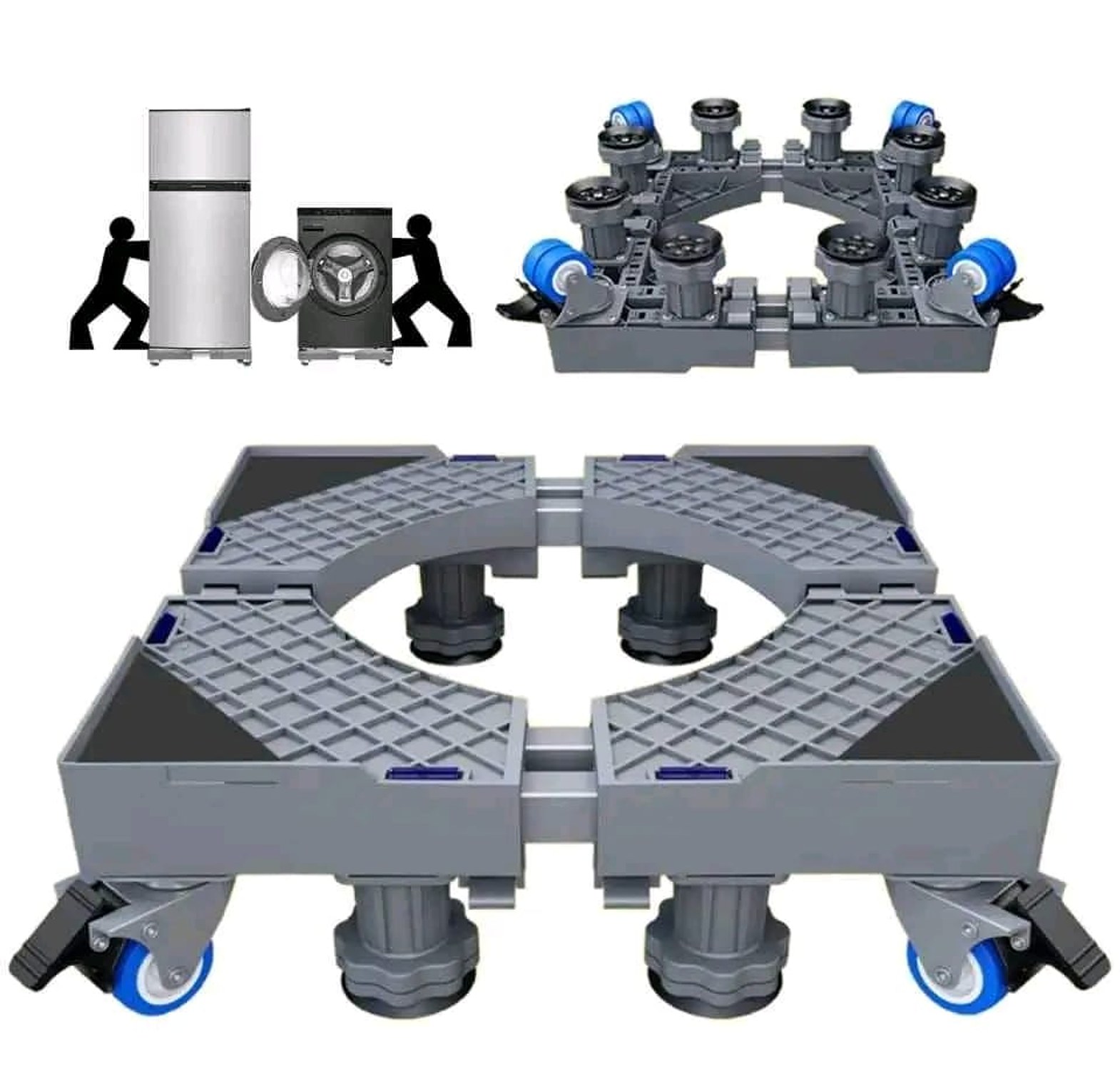  Heavy Duty Adjustable Extensible Appliances Stand, also referred to as a Fridge Stand, Washing Machine Stand, or Cooker Stand.  image