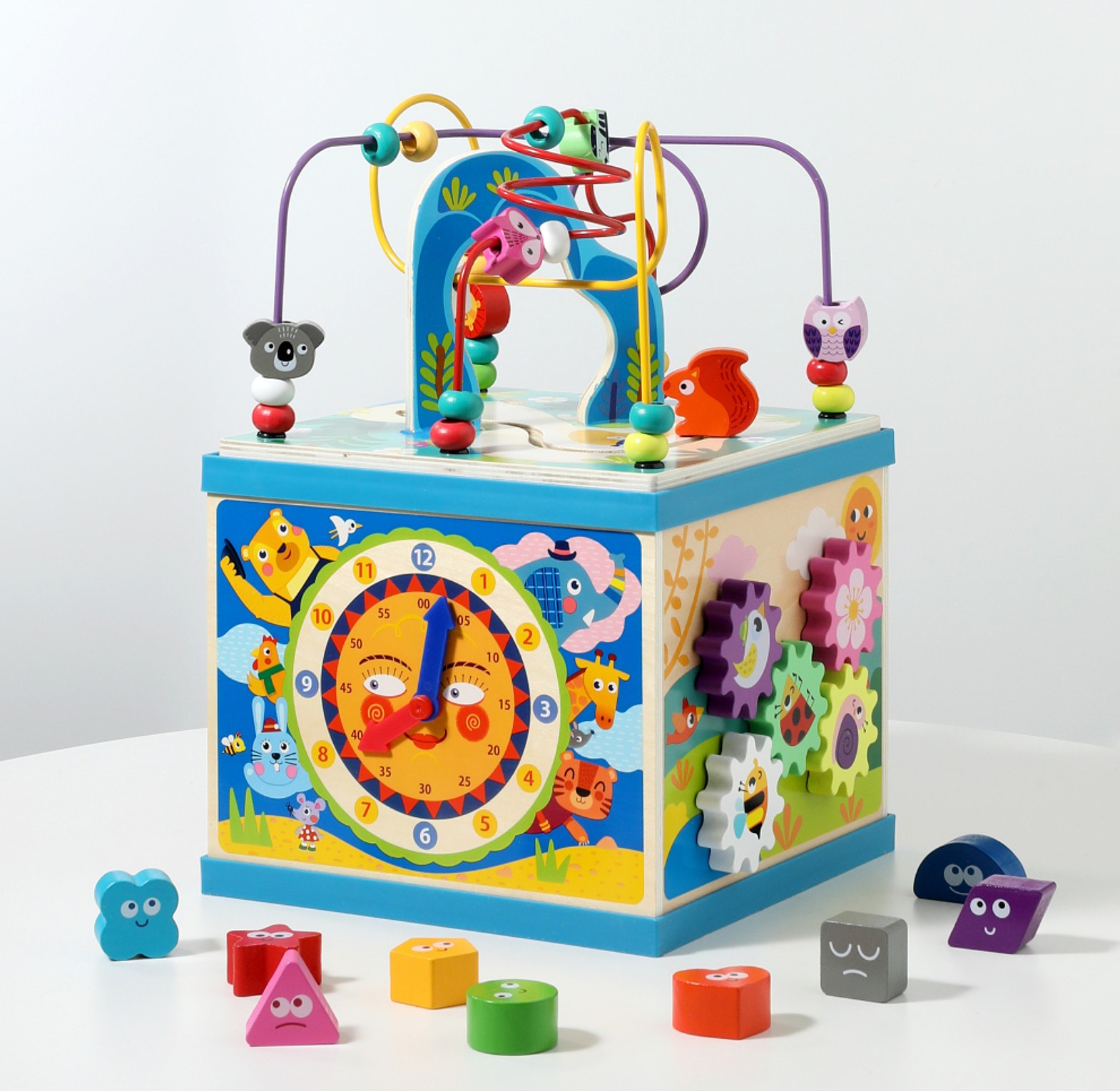  Wooden 5-in-1 Activity Cube Early Learning Montessori Activity Center image