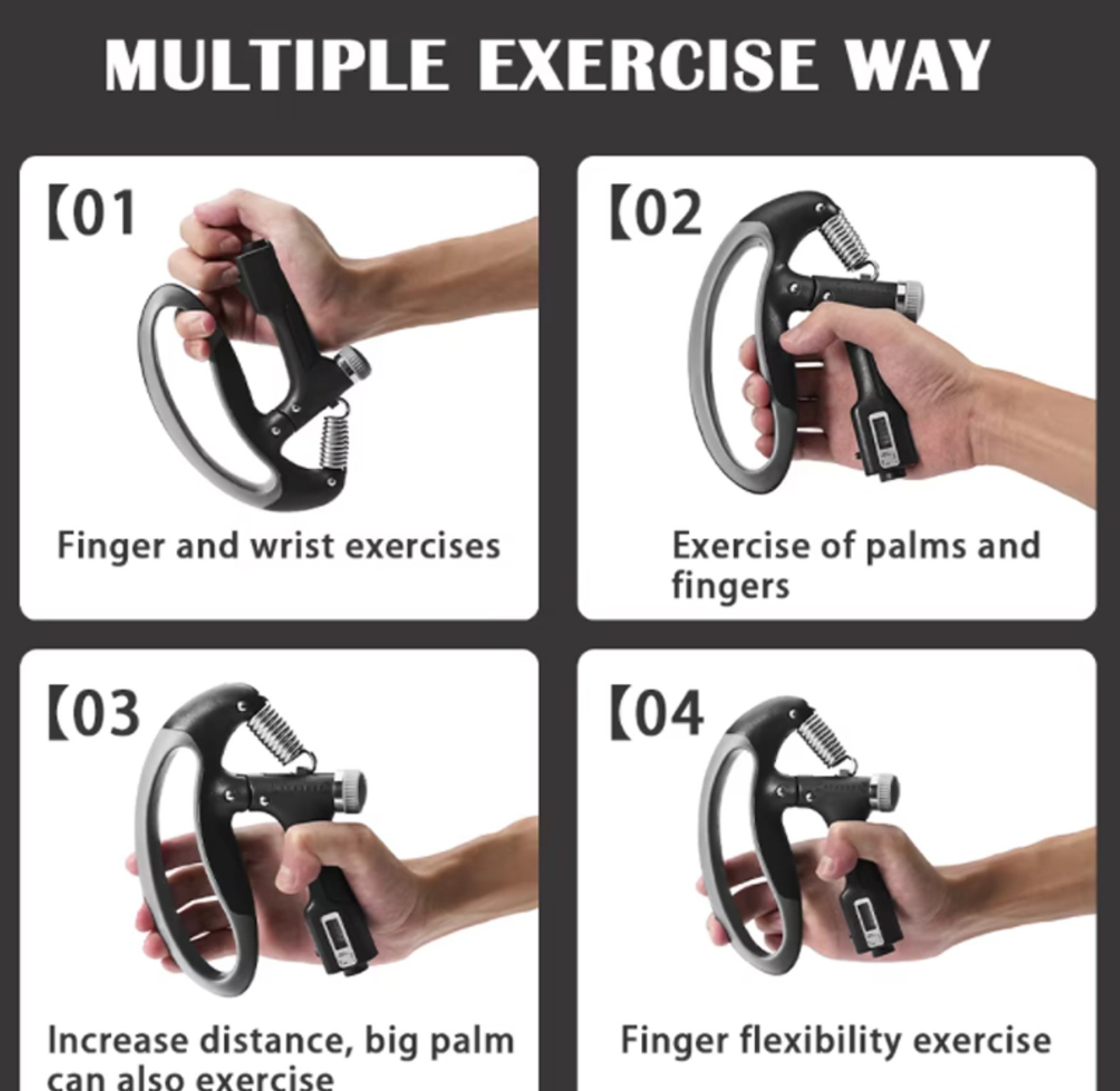 Adjustable Hand Grip Strengthener with Digital Counter - Portable Forearm & Wrist Trainer for Home/Gym image