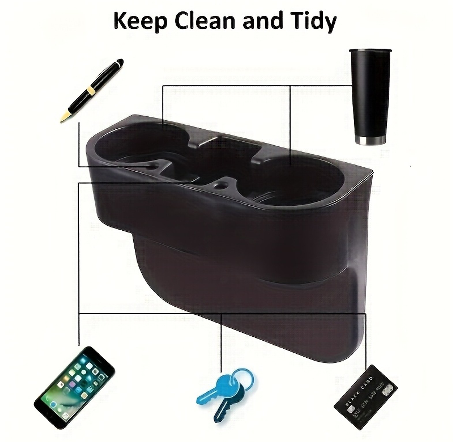 Car Seat Gap Organizer Double Cup Holder & Phone Slot – Car Interior Accessory Kenya, Fits Toyota, SUV image