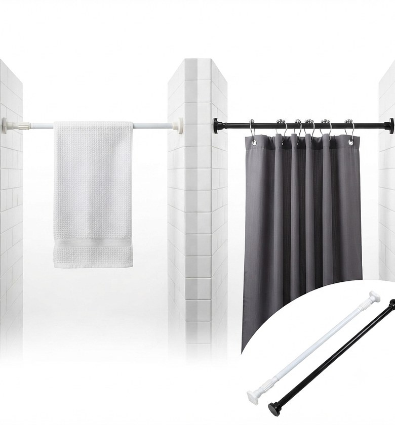 Adjustable Tension Rod - Drill Free Curtain & Wardrobe Organizer image