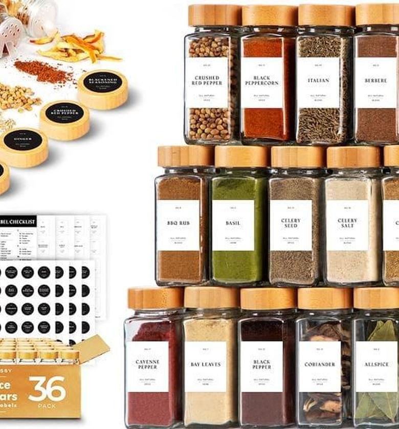 29pcs set glass storage spice jars with bamboo lid image