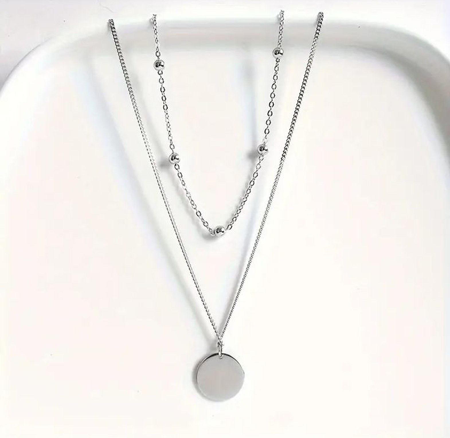 Silver Disc Necklace  image